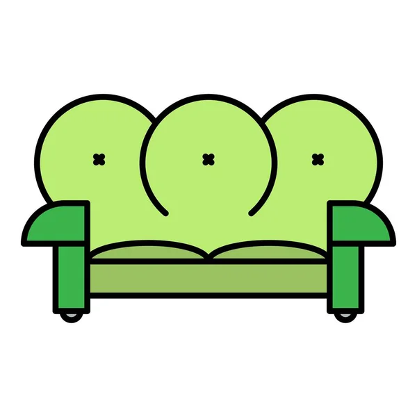 Ledersofa Symbol Farbe Umrissvektor — Stockvektor