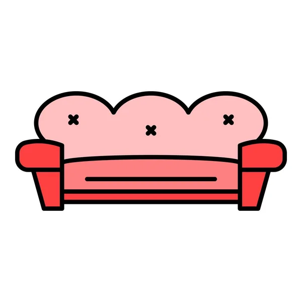 Retro sofa icon color outline vector — Stock Vector