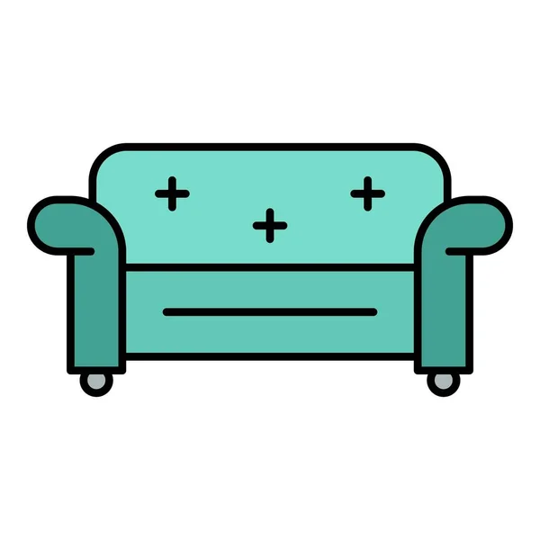 Canapé chaise icône couleur contour vecteur — Image vectorielle