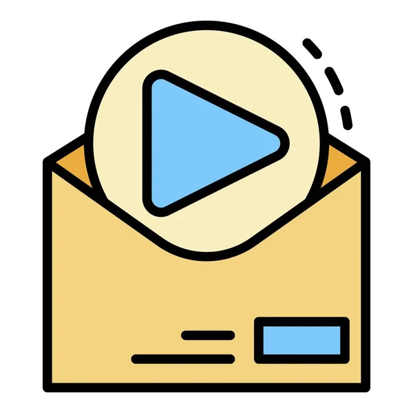 Video email sent icon color outline vector — Stock Vector