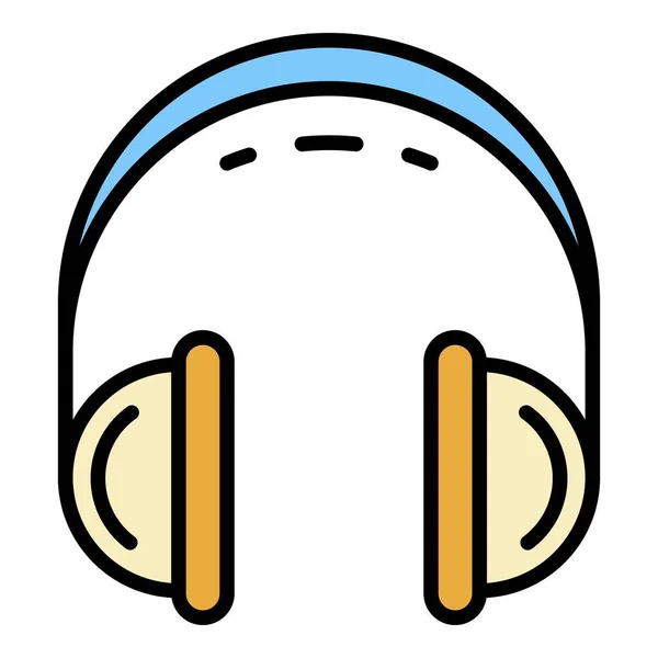 Icono de auriculares retro color contorno vector — Vector de stock