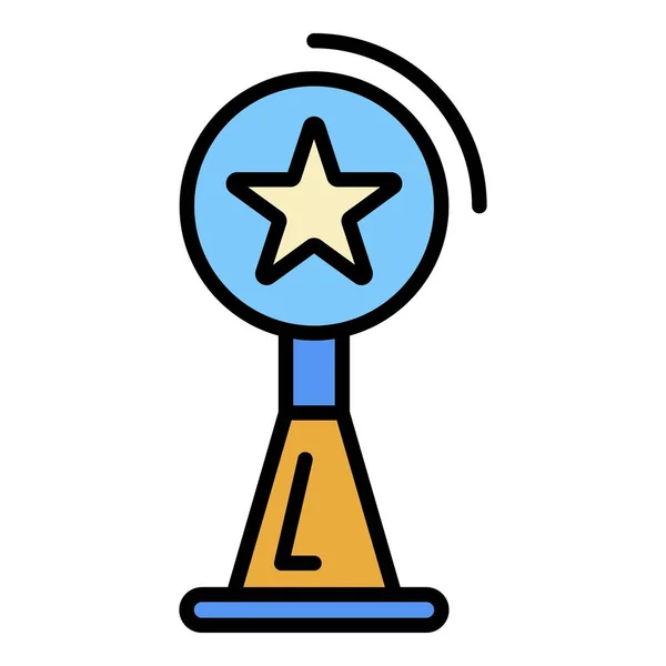 Videoblog Star Cup Symbol Farbe Umrissvektor — Stockvektor