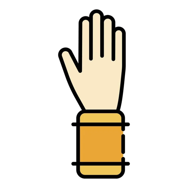Arı koruyucu eldiven simgesi renk ana hatları vektörü — Stok Vektör