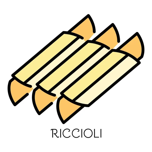 Riccioli Pasta Symbol Farbe Umrissvektor — Stockvektor