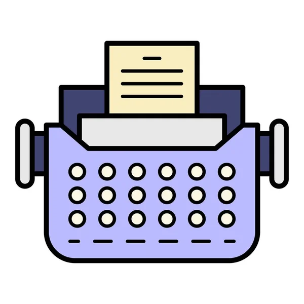 Vettore di contorno a colori icona vecchia macchina da scrivere — Vettoriale Stock
