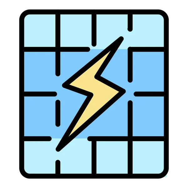 Solarpaneel Energiesymbol Farbe Umrissvektor — Stockvektor