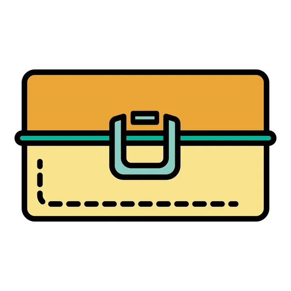 Boîte à lunch métal icône couleur contour vecteur — Image vectorielle