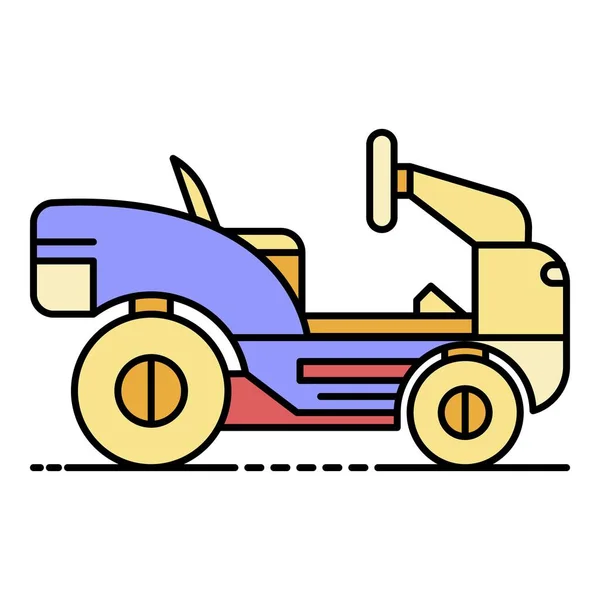 Lawn mower tractor icon color outline vector — Stock Vector