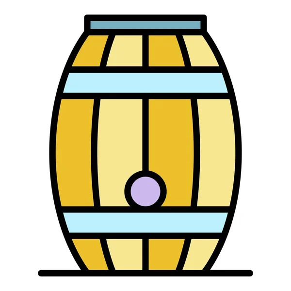 Ícone de barril de uísque de madeira vetor contorno de cor — Vetor de Stock