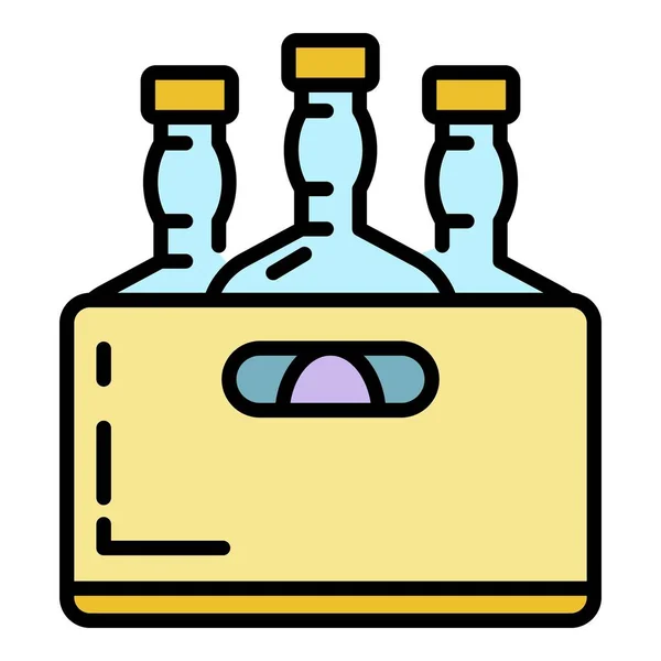 Whiskey bottiglia casella icona colore contorno vettore — Vettoriale Stock
