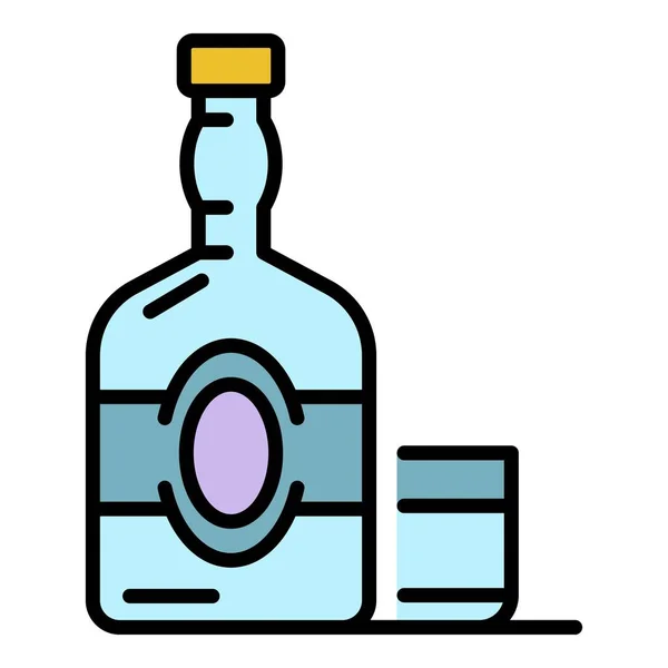 Oude whisky fles pictogram kleur omtrek vector — Stockvector