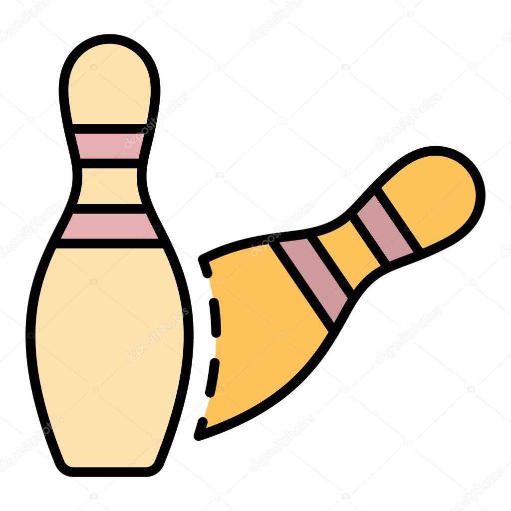 Bowling skittles icon color outline vector