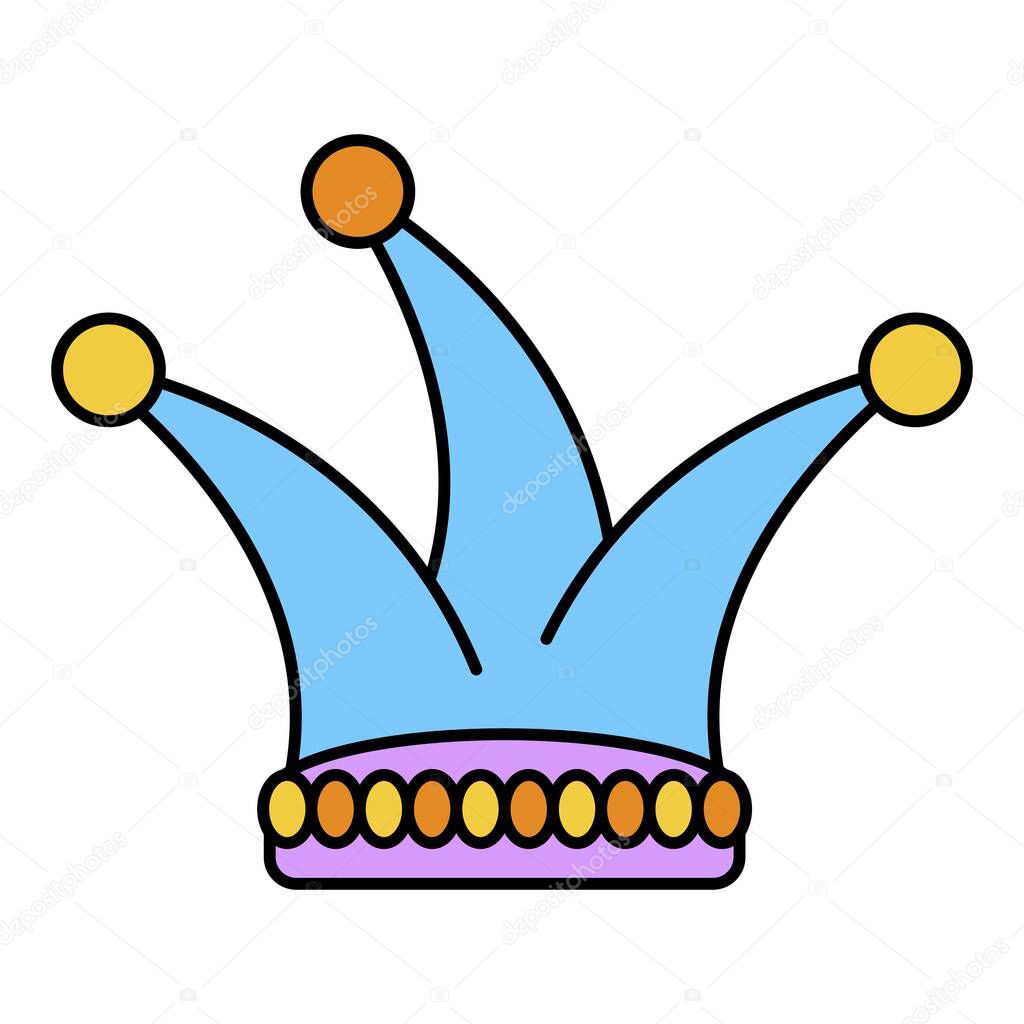 Joker hat icon. Outline joker hat vector icon color flat isolated on white