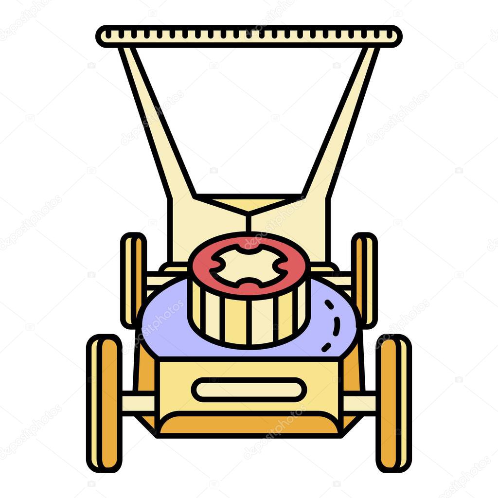 Lawn mower icon color outline vector