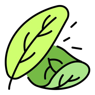 Ispanak yaprağı simgesi renk ana hatları vektörü