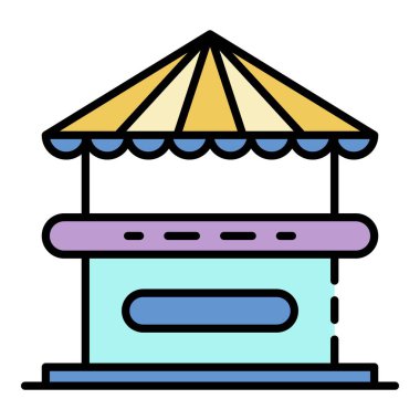 Kiosk simgesi renk ana hatları vektörü