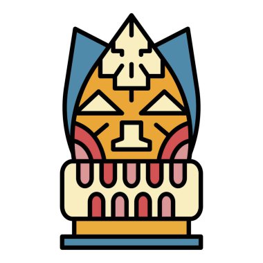 Totem idol renk ana hatları vektörü