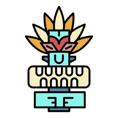 Kabile tiki idol renk ana hatları vektörü