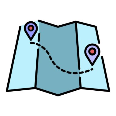 Rafting harita yolu simgesi renk ana hatları vektörü