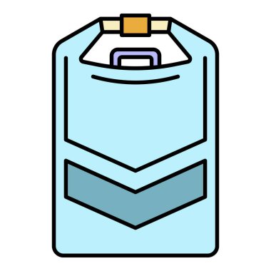 Rafting aracı kutu simgesi renk ana hatları vektörü