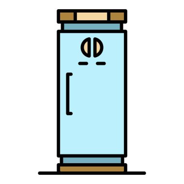 Mutfak dondurucu simgesi renk ana hatları vektörü