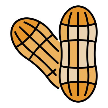 Kabuk simgesi renk ana hatları vektöründe yer fıstığı