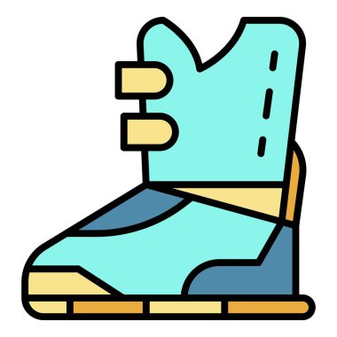 Kayak önyükleme simgesi renk ana hatları vektörü