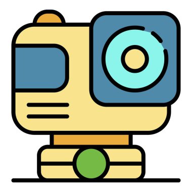 Eylem sporu kamera simgesi renk ana hatları vektörü