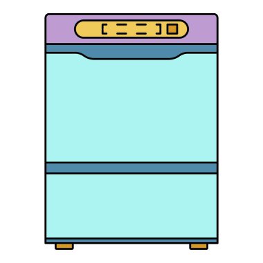 Modern bulaşıkçı simgesi renk ana hatları vektörü