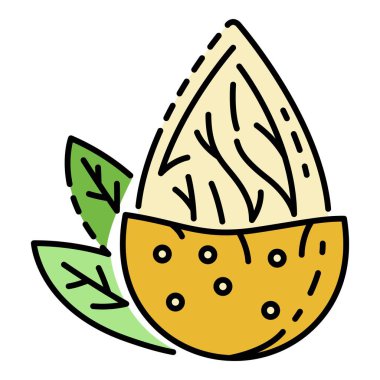 Badem fıstığı simgesi renk ana hatları vektörü