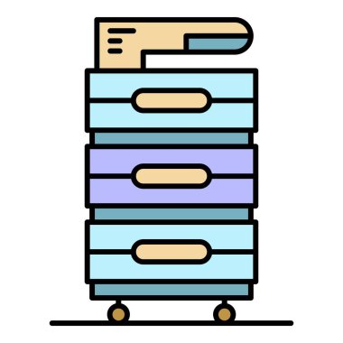 Ofis fotokopi yazıcı simgesi renk ana hatları vektörü