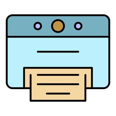 Masaüstü yazıcı simgesi renk ana hatları vektörü