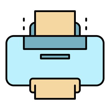 Yeni yazıcı simgesi renk ana hatları vektörü