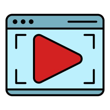 Webinar web sayfası simgesi renk ana hatları vektörü