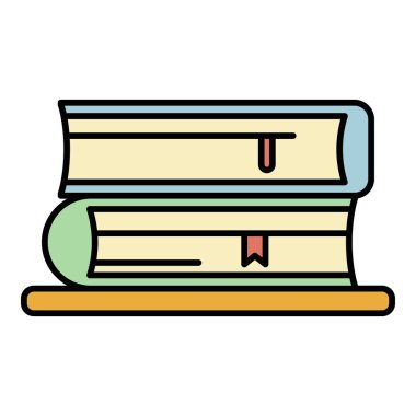 Kitap yığını renk ana hatları vektörü