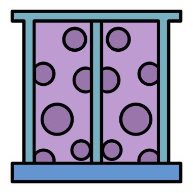 Noktalı perde simgesi renk ana hatları vektörü