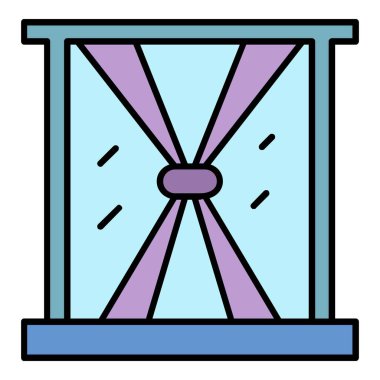 Soyut pencere perde simgesi renk ana hatları vektörü