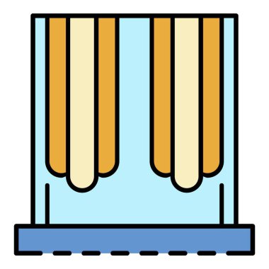 Fransız perde simgesi renk ana hatları vektörü