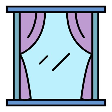 Modern drapery simgesi renk ana hatları vektörü