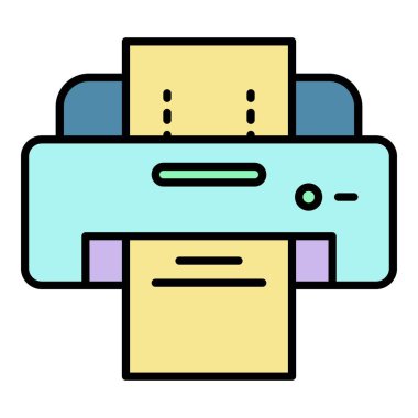 Faks yazıcı simgesi renk ana hatları vektörü