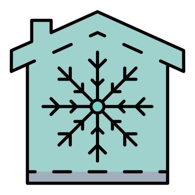 Koşullandırıcı kış kipi simgesi renk ana hatları vektörü