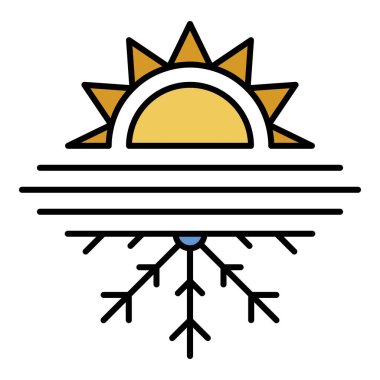 Sıcak soğuk klima simgesi renk ana hatları vektörü