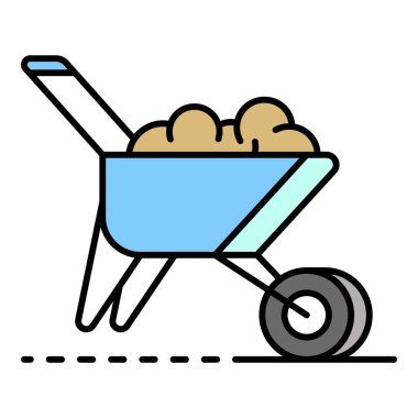 Tam el arabası simgesi renk ana hatları vektörü