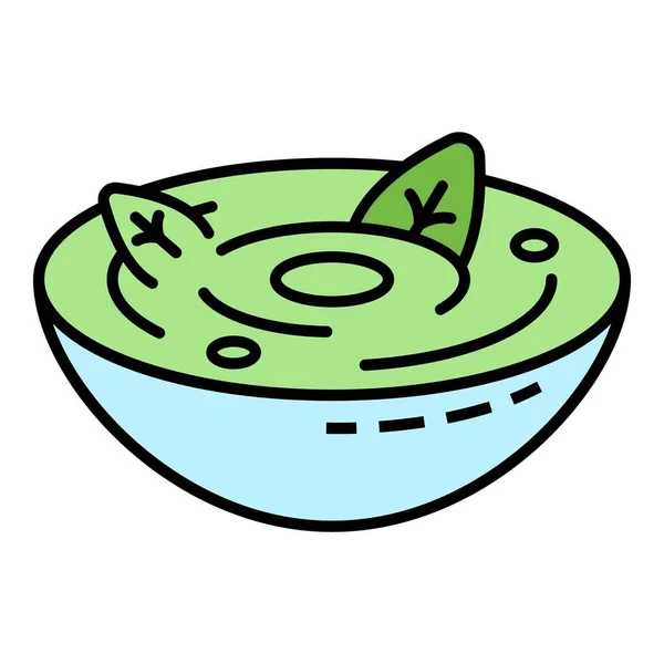Soupe d'épinards icône couleur contour vecteur — Image vectorielle