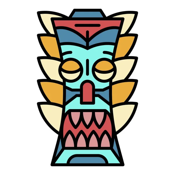 Ídolo tribal ícone cor contorno vetor —  Vetores de Stock
