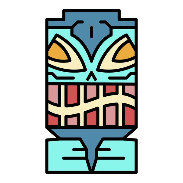 Head tribal idol icon color outline vector — Stock Vector