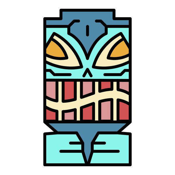 Head tribal idol icon color outline vector