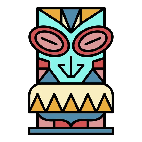 Aloha madera ídolo icono color contorno vector — Vector de stock