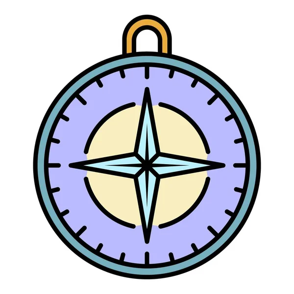 Navigationskompass-Symbol Farbe Umrissvektor — Stockvektor