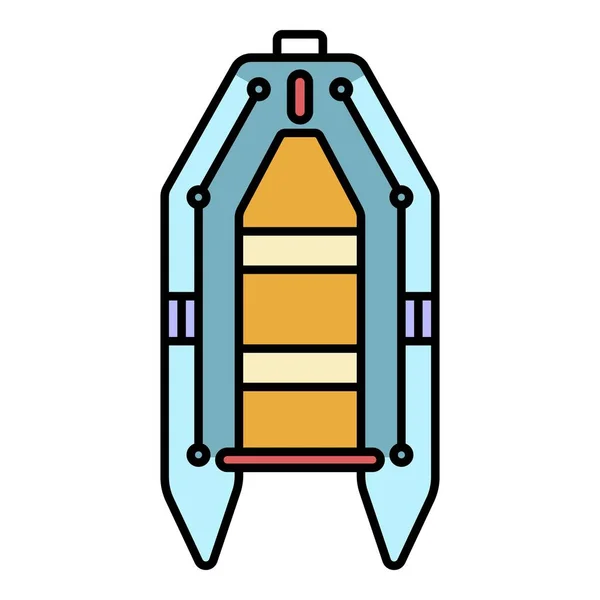 Schlauchboot-Symbol Farbe Umrissvektor — Stockvektor